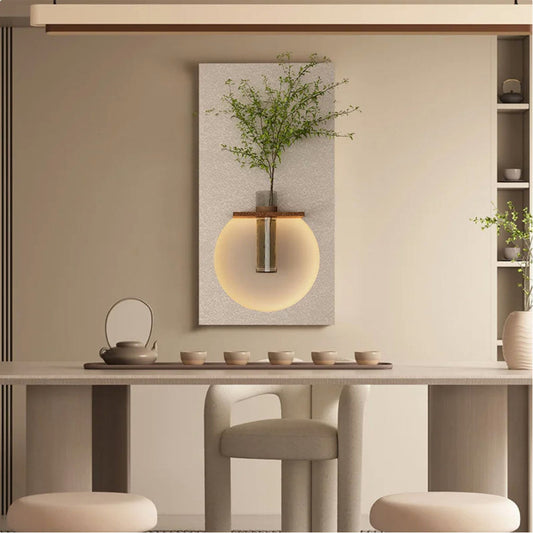 Classic Harmony Circular Glow LED Light Wall Panel with Planter