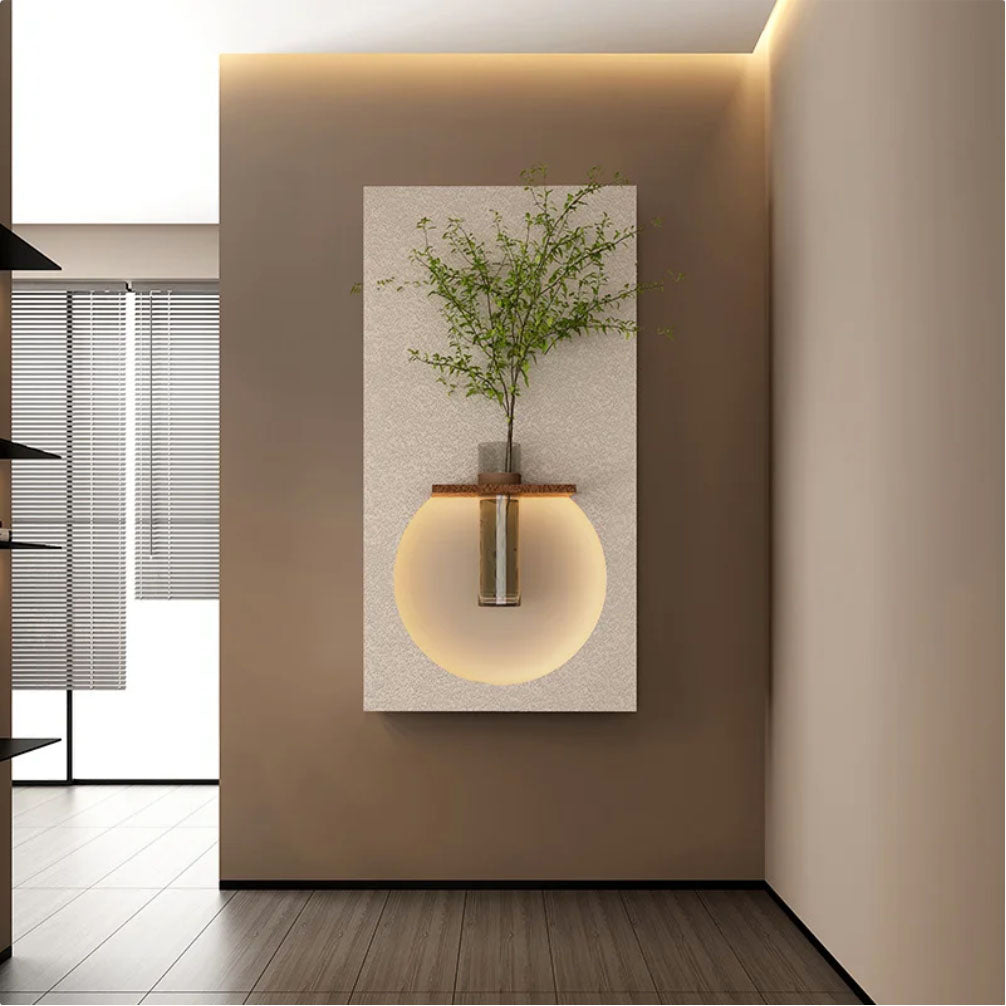 Classic Harmony Circular Glow LED Light Wall Panel with Planter