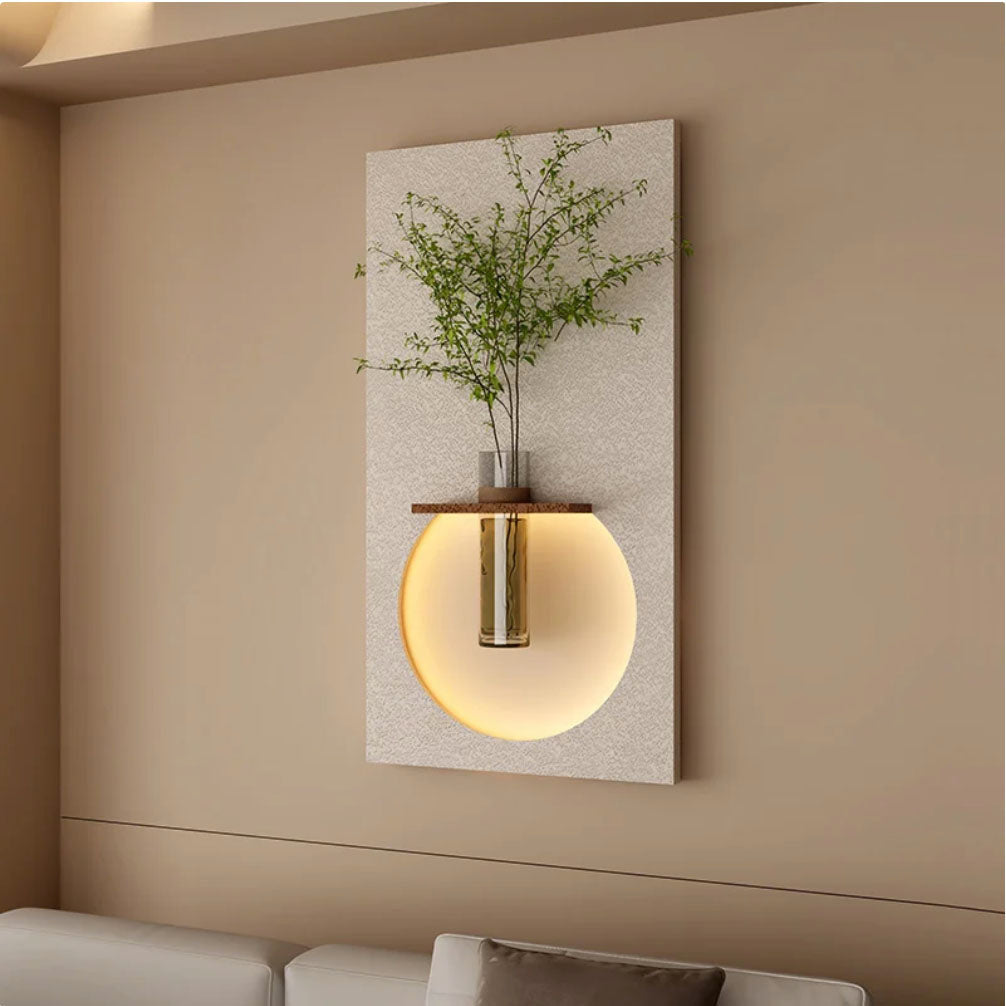Classic Harmony Circular Glow LED Light Wall Panel with Planter