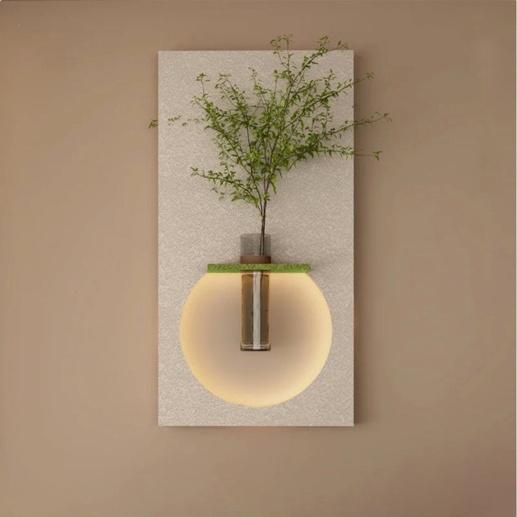 Classic Harmony Circular Glow LED Light Wall Panel with Planter