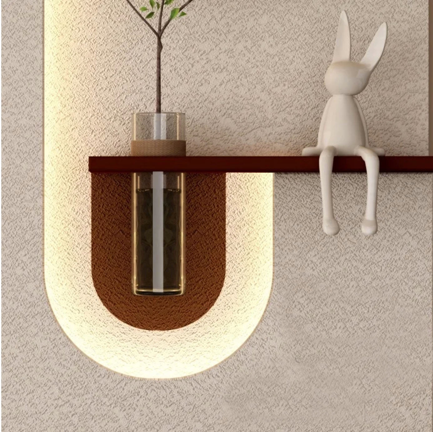 Contemporary Grace Circular Glow LED Light Wall Panel with Planter