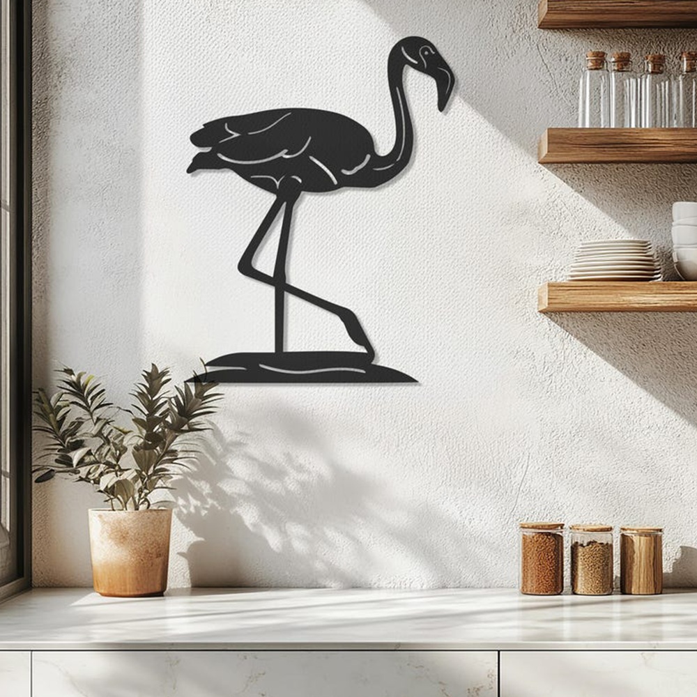 Flamingo Design Silhouette Metal Art Wall Decor