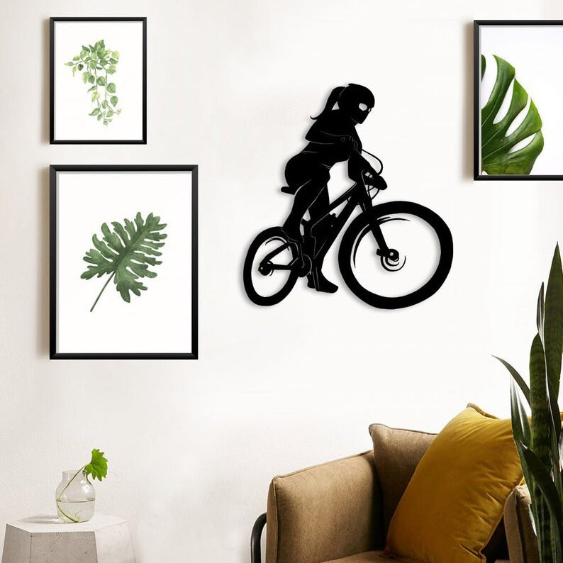 Little Girl Bicycle Metal Wall Art for Home Decor
