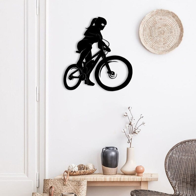 Little Girl Bicycle Metal Wall Art for Home Decor