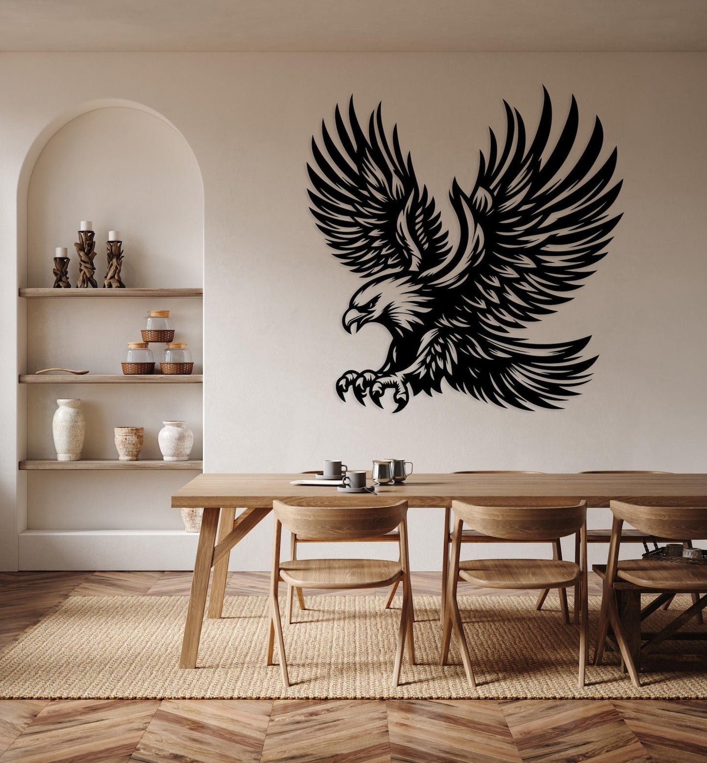 Majestic Detailed Eagle Silhouette Metal Wall Art Decor