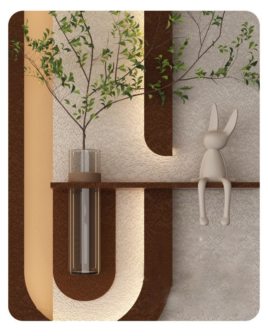 Modern Wall Art Panel with LED Lights & Planter