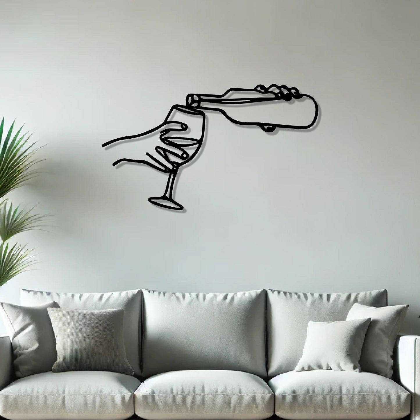 Pouring Wine In the Glass Metal Art Wall Decor